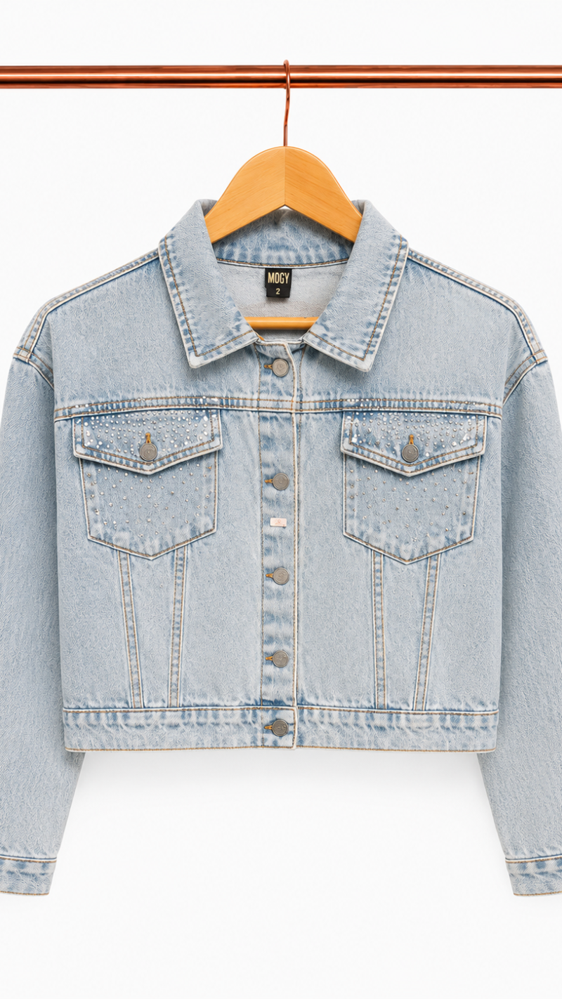 CAMPERA DE JEAN CON BRILLOS